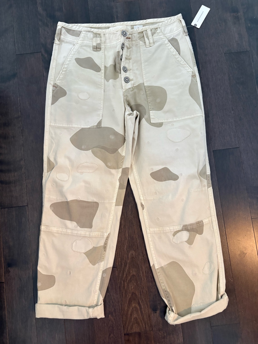 By Anthropologie The Wanderer Camo Floral Embroidered Pants